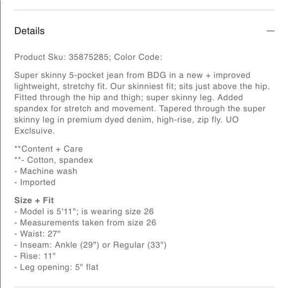 BDG URBAN OUTFITTERS Black Twig High Rise skinny jeans size 29 - Picture 7 of 7